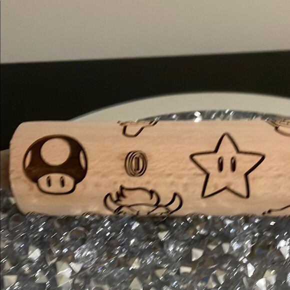 Mario Luigi Themed embossed Wooden Rolling Pin 2017 Nintendo kitchen baking tool - Picture 4 of 7